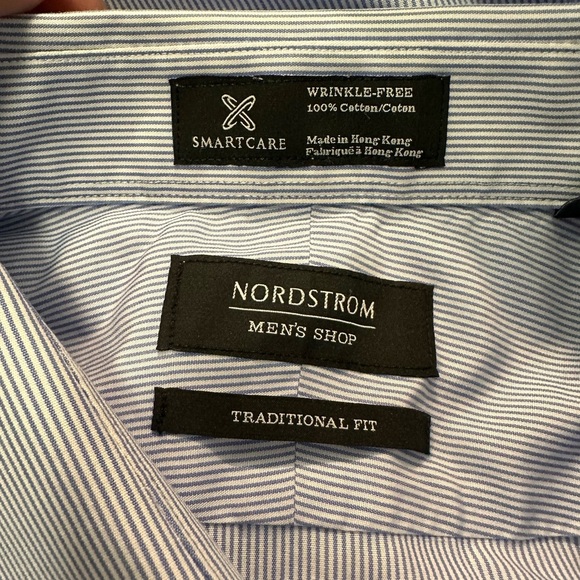 Nordstrom Men's Shop Smartcare Traditional Fit Dress Shirt - Blue Striped - Picture 7 of 11